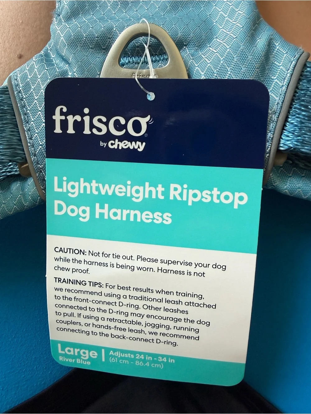 Frisco Outdoor Lightweight Ripstop Nylon Dog Harness, River Blue, L - Girth: 24